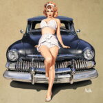 Pin-Up on Classic Car