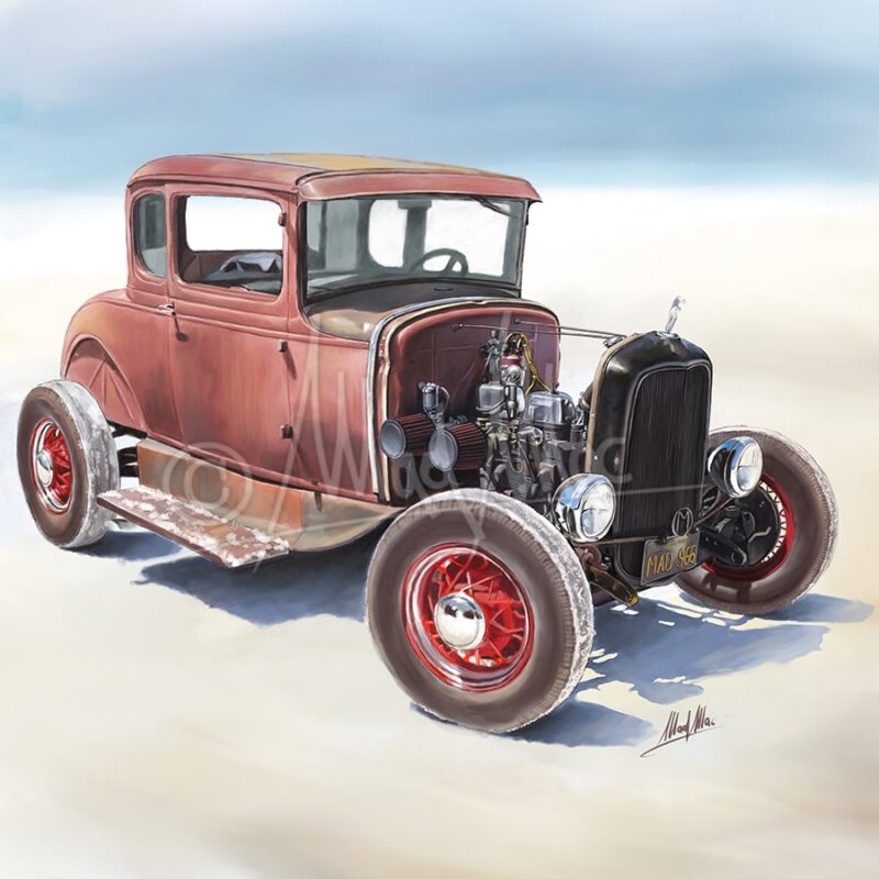 Digital painting: Hot Rod on Salt Flats
