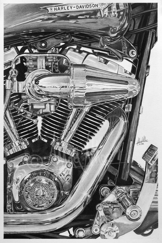 Graphite on paper: Harley Davidson