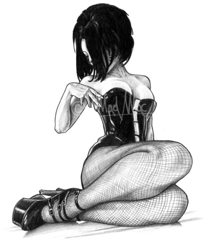 Graphite: Girl in fishnet stockings