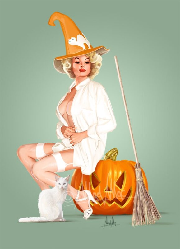 Digital: Pin-up white halloween