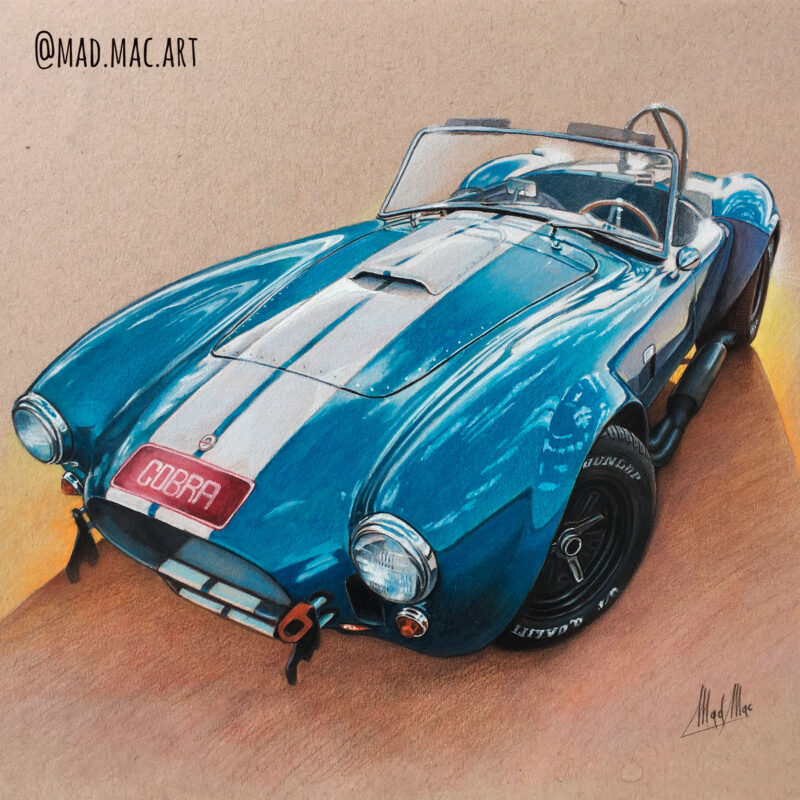 Pencils on paper: Shelby Cobra